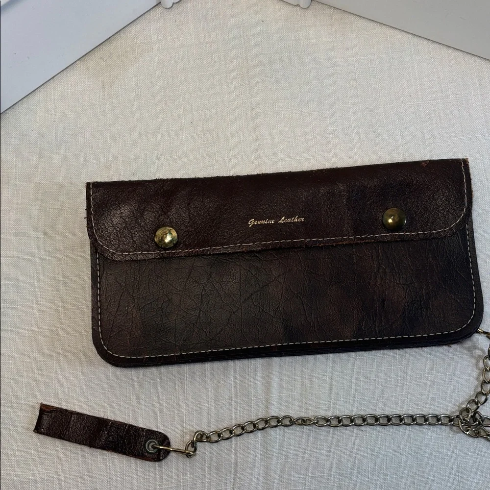 Vintage Leather Biker Wallet w/ Chain